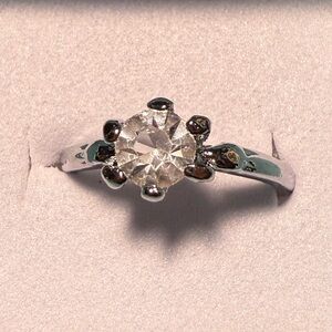 Rhinestone silver plated ring